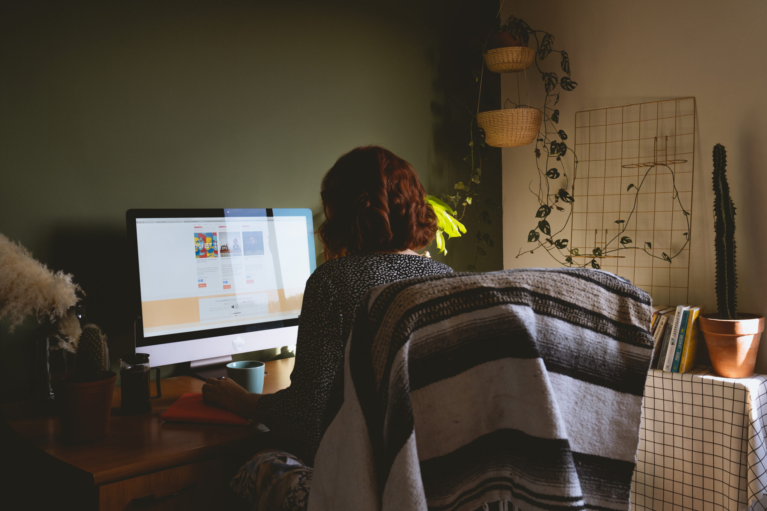 Woman using imac